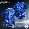 Blue Flame Pile Skull Baseball Jersey