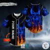 Blue Smoke Skeleton Fire Skull Custom Baseball Jersey