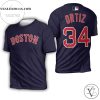 Boston Red Sox David Ortiz #34 Great Player Mlb Baseball Team Majestic Navy 2019 Jersey Style Gift For Boston Fans 3d All Over Print T-shirt