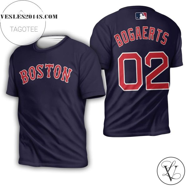 Boston Red Sox Xander Bogaerts #2 Great Player Mlb Baseball Team Majestic Player Navy 2019 Jersey Style Gift For Boston Fans 3d All Over Print T-shirt