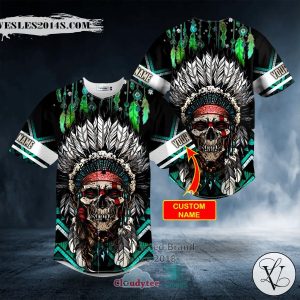 Brocade Pattern 3 Native Skull Personalized Baseball Jersey