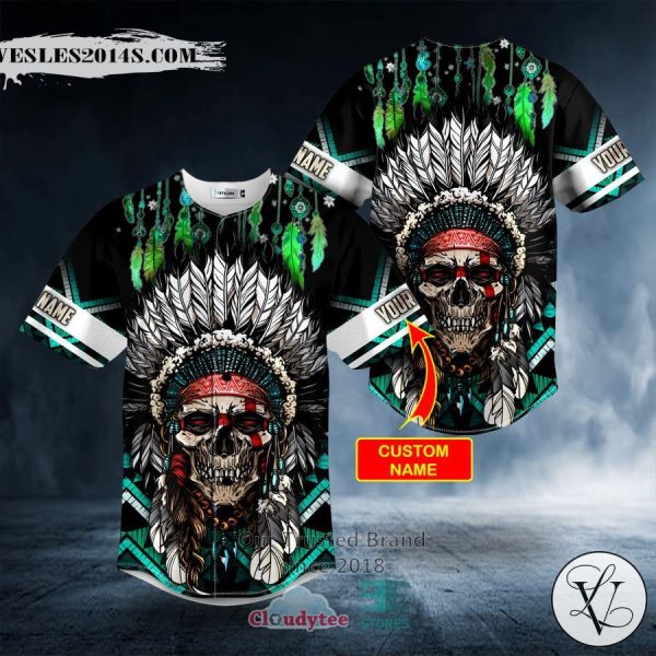 Brocade Pattern 3 Native Skull Personalized Baseball Jersey