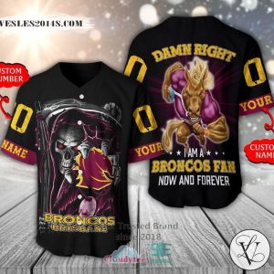 Broncos Brisbane Skull Personalized Baseball Jersey Shirt