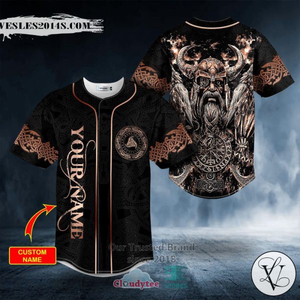 Brown Odin Allfather King Viking Custom Baseball Jersey