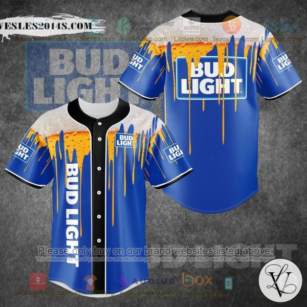 Bud Light Beer Blue Baseball Jersey