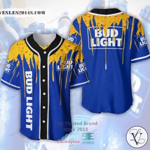 Bud Light Beer Blue Yellow Baseball Jersey
