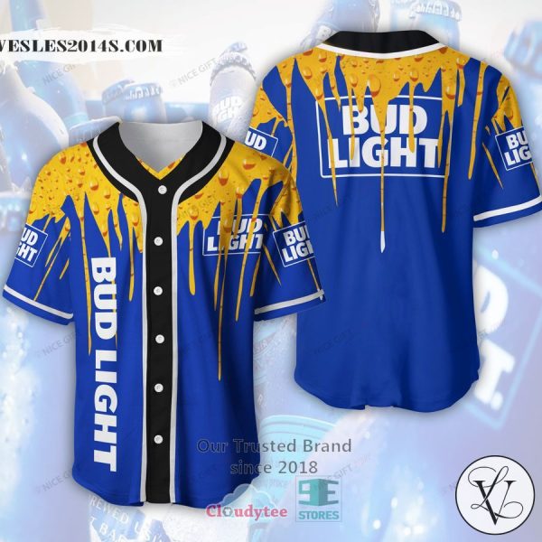 Bud Light Beer Blue Yellow Baseball Jersey