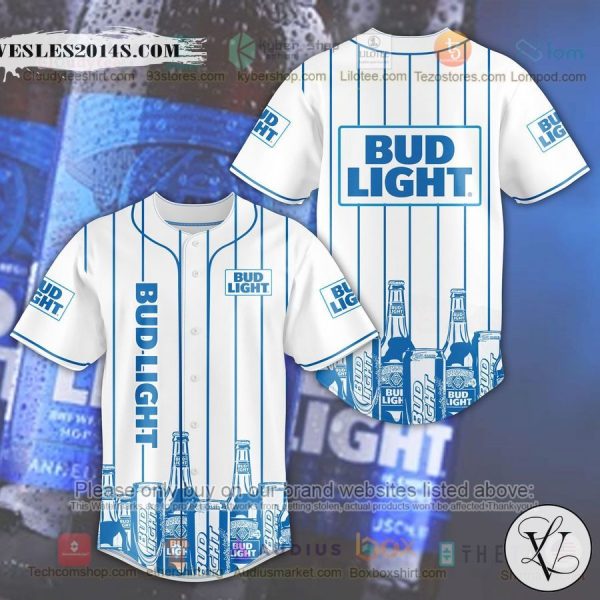 Bud Light Beer Blue striped Baseball Jersey