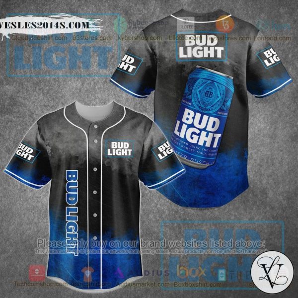 Bud Light Beer Can black blue Baseball Jersey