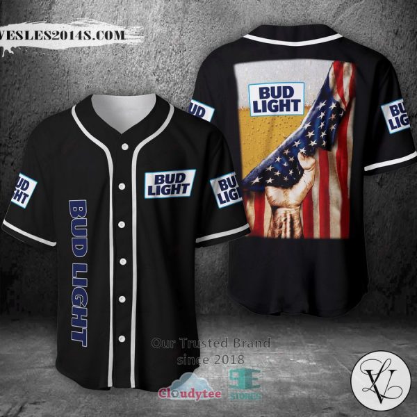 Bud Light Beer United States Flag black Baseball Jersey