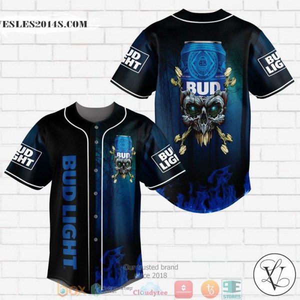 Bud Light Flame Skull Baseball Jersey