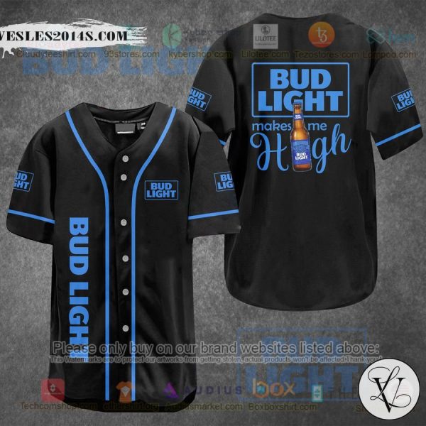 Bud Light Makes Me High black Baseball Jersey