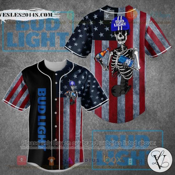 Bud Light Skeleton United States Flag Baseball Jersey