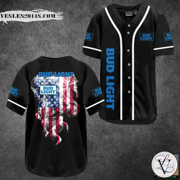 Bud Light Smoke American Flag Baseball Jersey