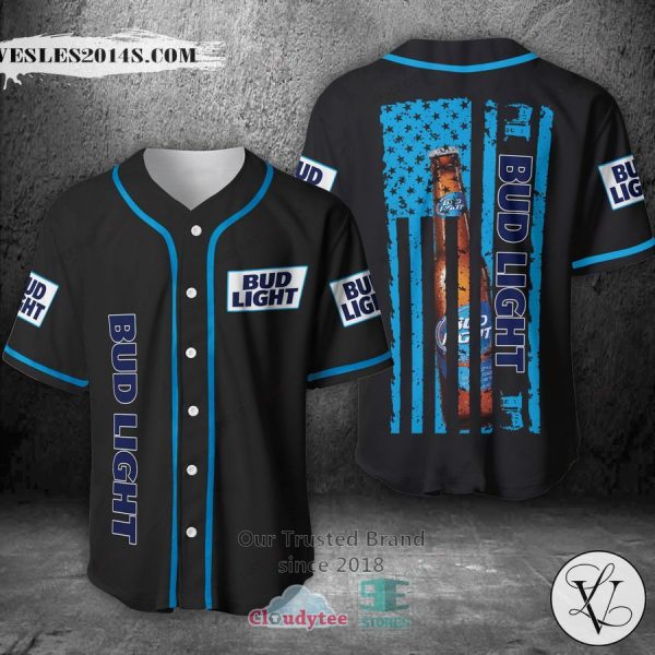 Bud Light United States Flag black blue Baseball Jersey