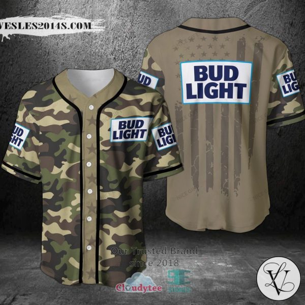 Bud Light United States Flag green camo Baseball Jersey