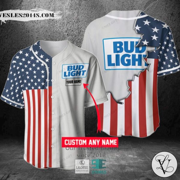 Bud Light Your Name US Flag Baseball Jersey