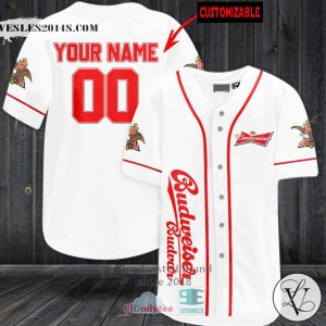 Budweiser Beer Personalized Baseball Jersey Shirt