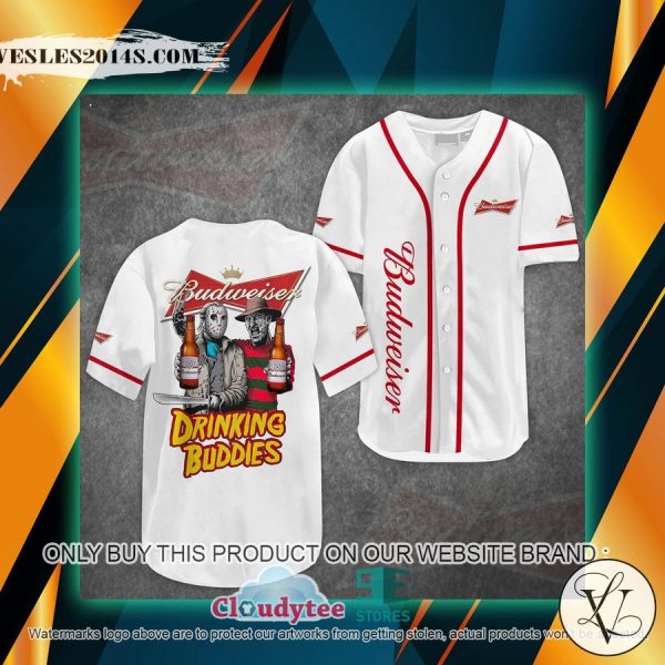Budweiser Jason Voorhees Freddy Krueger Drinking Buddies Baseball Jersey
