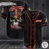 Budweiser US Flag Skull Black Baseball Jersey