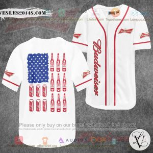 Budweiser United States Flag White Baseball Jersey