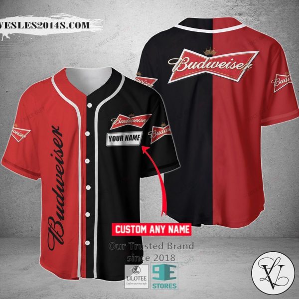 Budweiser Your Name Black Red Baseball Jersey