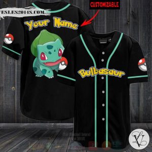 Bulbasaur Pokemon Custom Name Baseball Jersey Shirt