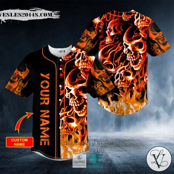 Burning Skull Custom Baseball Jersey