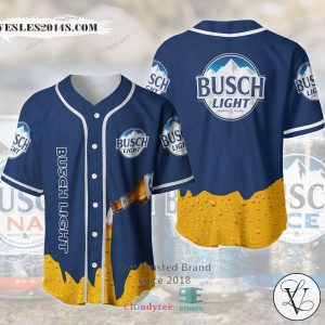 Busch Light Beer Blue Yellow Baseball Jersey