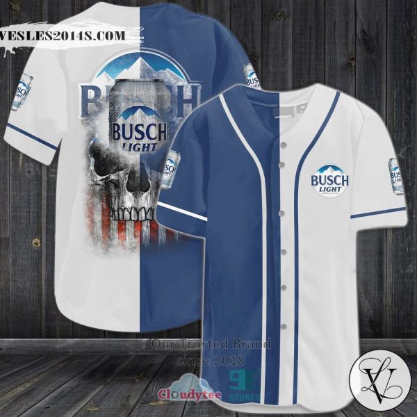 Busch Light Beer Skull Baseball Jersey Shirt