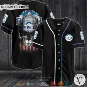 Busch Light Beer US Flag Skull Baseball Jersey