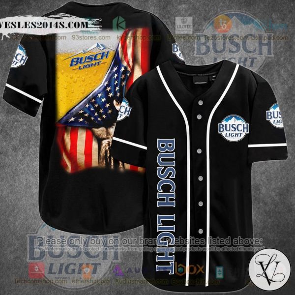 Busch Light Beer United States Flag black Baseball Jersey