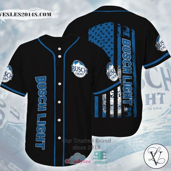 Busch Light Can United States Flag black Baseball Jersey