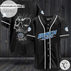 Busch Light Skull Baseball Jersey – Black