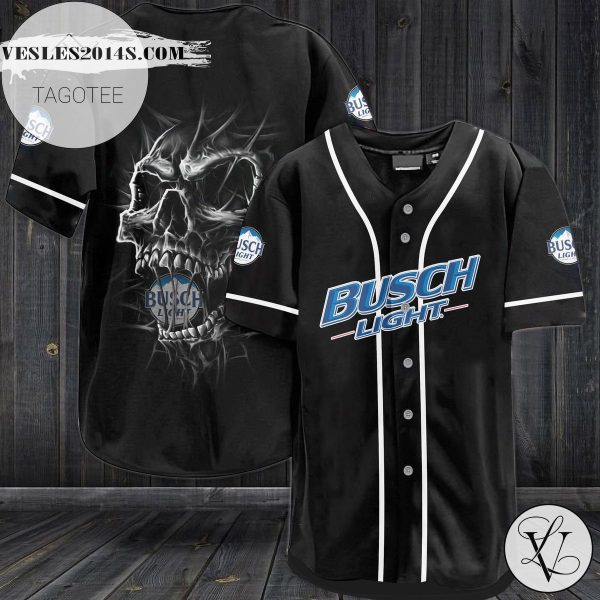 Busch Light Skull Baseball Jersey – Black
