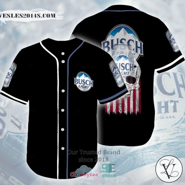 Busch Light Skull United States Flag black Baseball Jersey