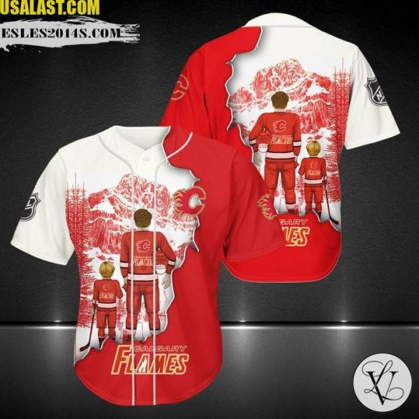 Calgary Flames Father And Son Team Baseball Jersey Shirt