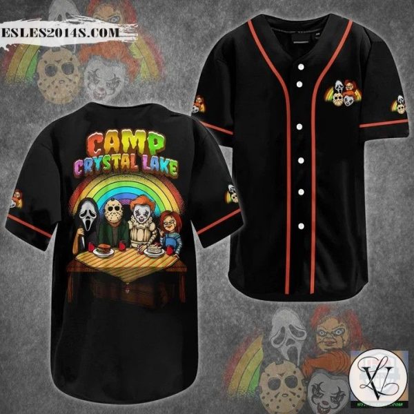 Camp Crystal Lake Horror Characters Baseball Jersey Shirt
