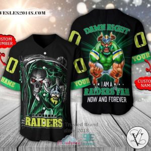 Canberra Raiders Skull Personalized Baseball Jersey Shirt