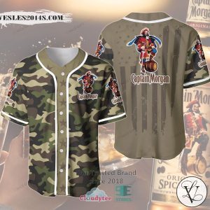 Captain Morgan United States Flag green camo Baseball Jersey