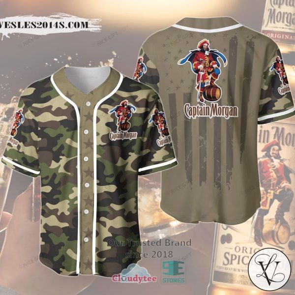 Captain Morgan United States Flag green camo Baseball Jersey