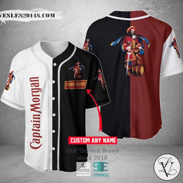 Captain Morgan Your Name Black White Baseball Jersey
