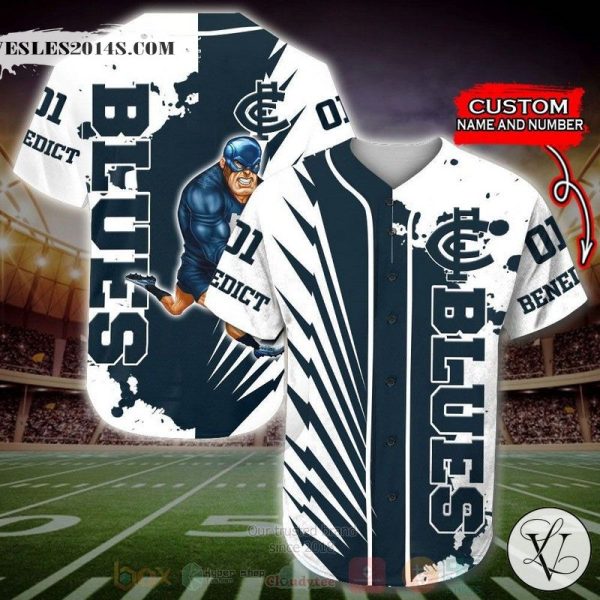 Carlton Blues AFL Personalized Baseball Jersey