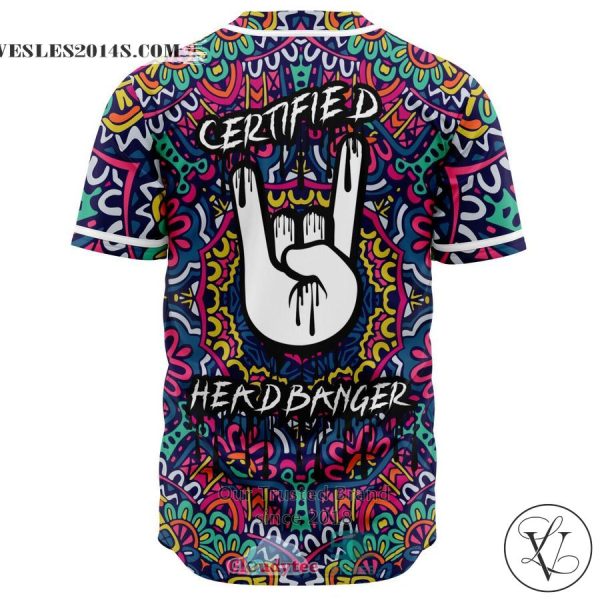 Certified Headbanger Rock handsign trippy Baseball Jersey