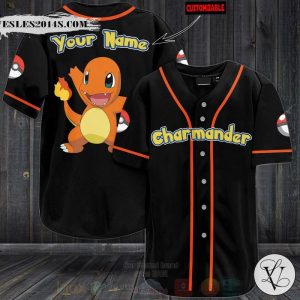 Charmander Pokemon Custom Name Baseball Jersey Shirt