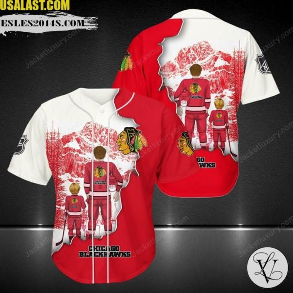Chicago Blackhawks Father And Son Team Baseball Jersey Shirt