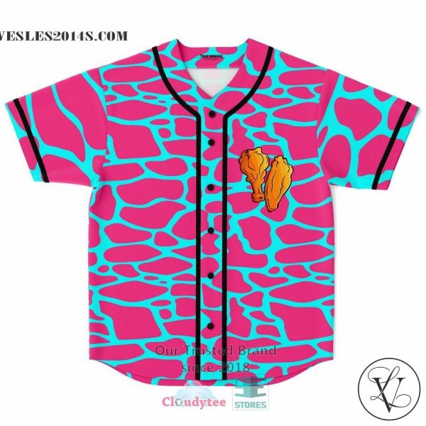 Chicken Wings pink cyan Baseball Jersey