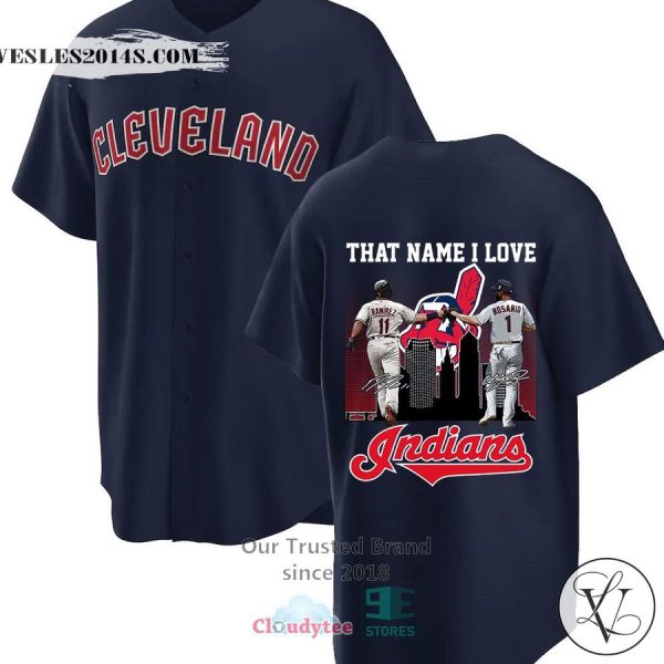 Cleveland Indians That Name I Love dark blue Baseball Jersey
