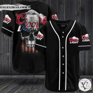 Coors Light Beer Punisher Skull Baseball Jersey Shirt