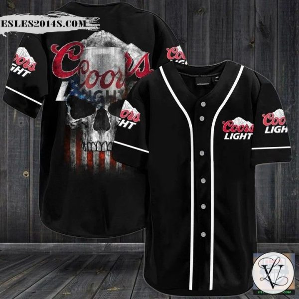 Coors Light Beer Punisher Skull Baseball Jersey Shirt